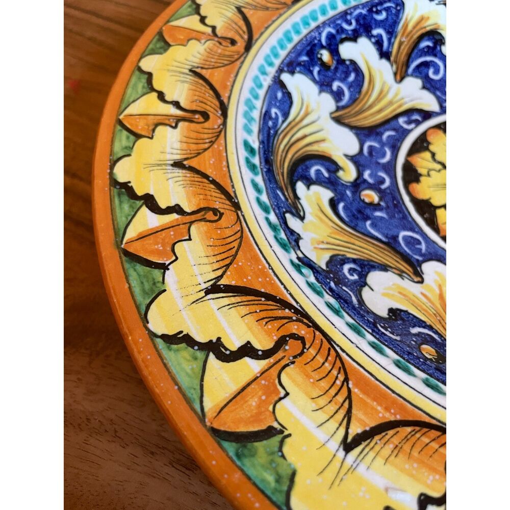 Vintage Hand Painted Italian Ceramic Wall Plate Perconte Sciacca 12” Mediterrane - Picture 4 of 5